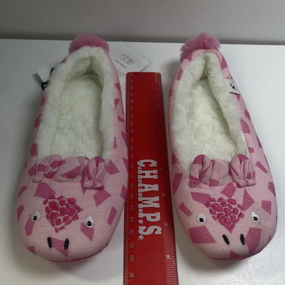 Joules Girl's Pink Giraffe Slippers Size Medium New!‎ Grippy Sole Giftable